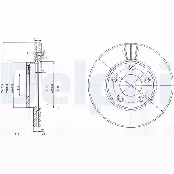 DELPHI TARCZE+KLOCKI PRZÓD MAZDA 3 BK 5 CR19 278MM 