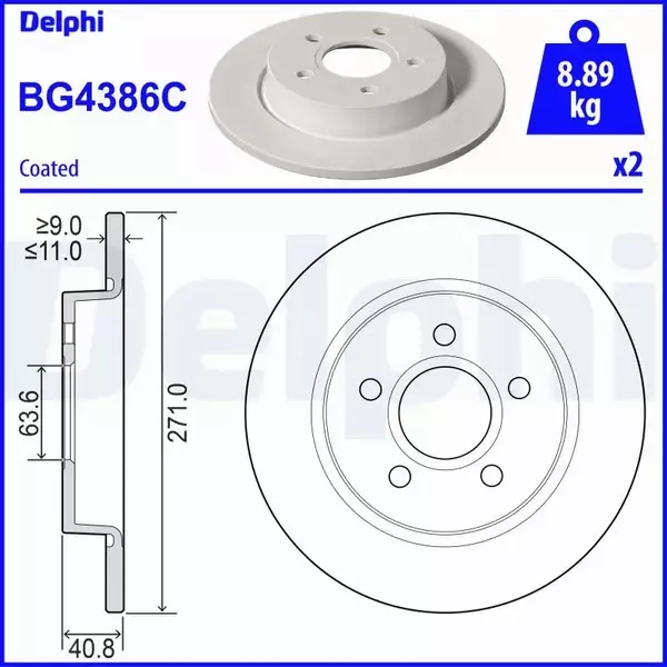 DELPHI TARCZA HAMULCOWA BG4386 