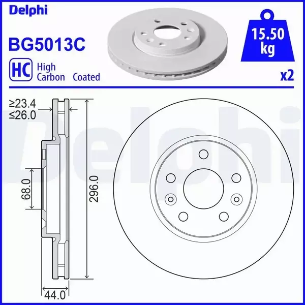 DELPHI TARCZA HAMULCOWA BG5013C 