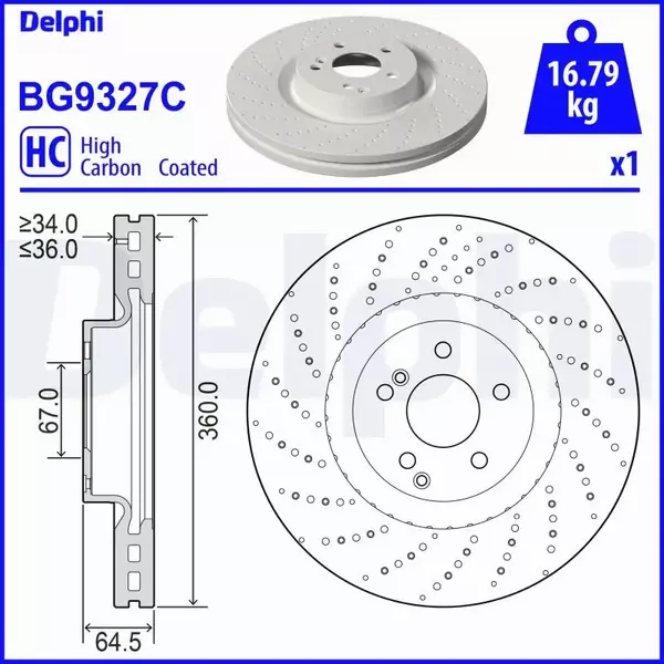 DELPHI TARCZA HAMULCOWA BG9327C 