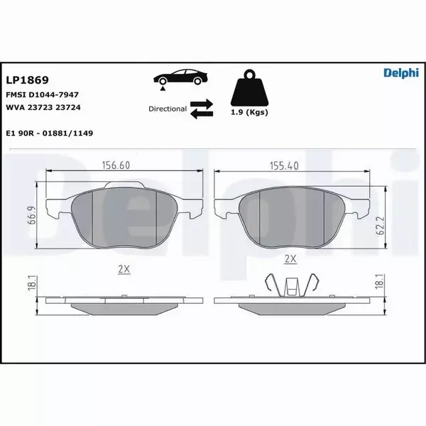 DELPHI TARCZE+KLOCKI PRZÓD MAZDA 3 BK 5 CR19 278MM 