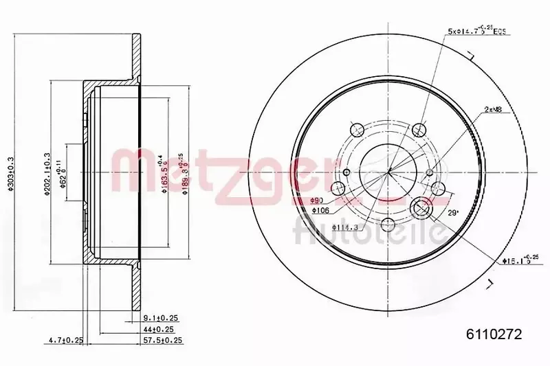 METZGER TARCZA HAMULCOWA 6110272 