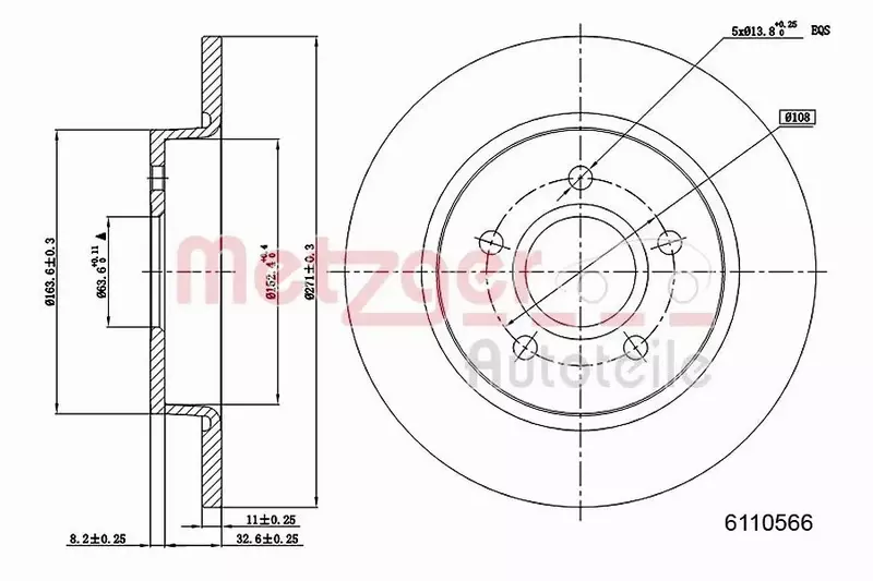 METZGER TARCZA HAMULCOWA 6110566 