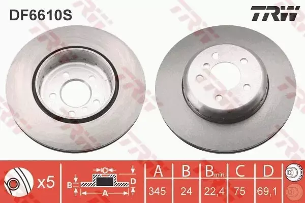 TRW TARCZA HAMULCOWA DF6610S 