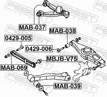 FEBEST TULEJA WAHACZA MAB-038 