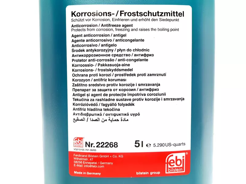 Febi Bilstein 1x 5l 22268 Frostschutzmittel G11